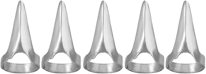 5PCS Finger Claws Cosplay Claws Rings,Punk Rock Nail Finger Armor Gothic Talon Nail Fingertip Claw,Hair Parting Selecting Sectioning Tool Clips and Barrettes(Silver)