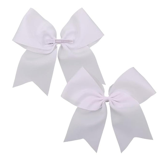Pack of 2 White Jumbo Cheer Bow Hair Clips for School Girls Cheerleader Bows 8'' Dancing Softball Basketball Cheerleading Team Hair Accessories