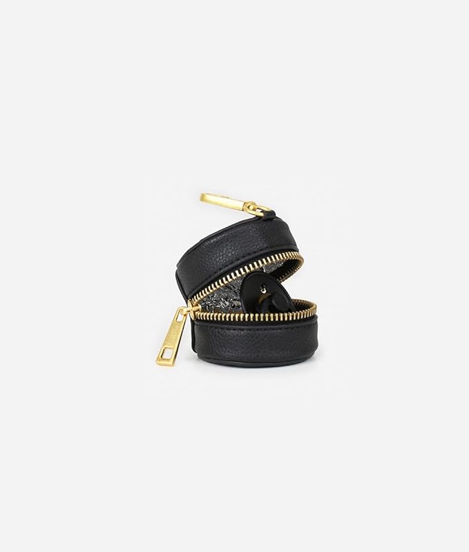 FAWN DESIGN The Paci Case, Black Pacifier Holder, Premium Pebbled Faux Leather Paci Holder, Insulated Pacifier Case with Zipper and Clip, Fits Most Standard Size Pacifiers, 2.25 x 2.25 inches