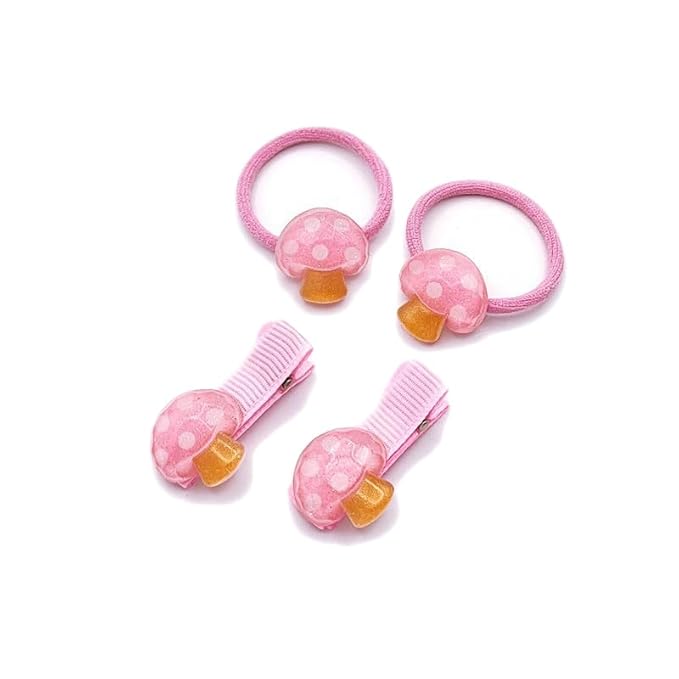 Baby Girls Mushroom Hair Clips Baby Mini Mushroom Hair Pin Kids Small Mushroom Tiny Hairclips BBW03 (4 Pcs-Pink)