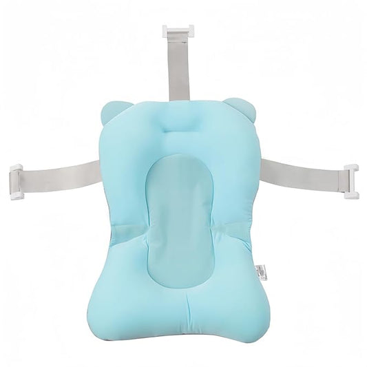 Baby Bath Pad Bathtub Support Cushion Adjustable Nonslip Newborn Toddler Bath Cushion for Baby 0-12 Months（Blue）