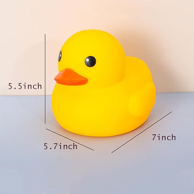 7.2Inch No Hole Yellow Rubber Ducks Large Bath Duck Toys for Toddlers Boys Girls,Mold Free Yellow Ducky in Bulk Huge Ducks Baby Shower Duck Decorations Party Favors