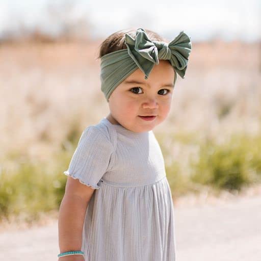 Baby Bling Bows Newborn to Little Girls Hair Bow - FAB-BOW-LOUS Headbands Toddlers Hair Accessories, Made in the USA, One Size (2 Pack - Sage + Mauve)
