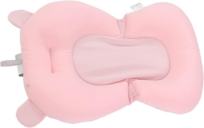 Baby Bath Seat Cushion, Infant Bath Supporter Soft Adjustable Fixation for Toddler for Bathroom (Pink Bear)