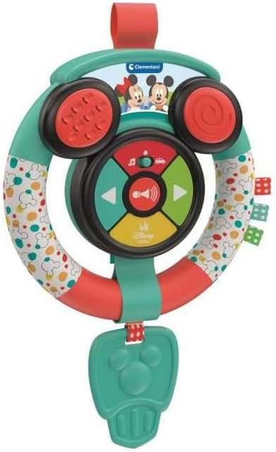 Clementoni Baby Disney Soft Steering Wheel for Children 6+ Months, with Sounds and Lights, Imitative Educational Toy Early Childhood, Stimulates Manual Ability and Cognitive Development, 17557
