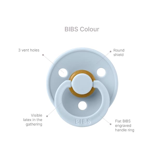 BIBS Color Pacifiers 4-Pack | BPA Free Soother Pacifier | Round Nipple | Natural Rubber Latex | Made in Europe | Size 0-6 Months | Vanilla Glow Mix