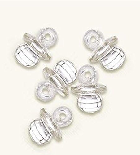 Crystal Clear Pacifier Acrylic Charms - 1 inch Long - Bag of 36 Pacifiers