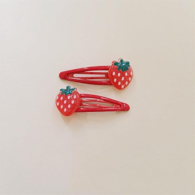 Strawberry Snap Clips Baby Girls Fruit Hair Bow Clips Strawberry Hair Ring Tie BBW24 (5 Pcs-B4)
