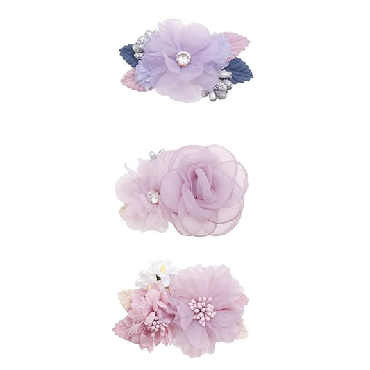 Flower Hair Clips Set for Baby Girl Lightweight Floral Hair Bow Accessories with Boutique Fully Lined Alligator Clip 3pcs for Toddler Teens Gifts
