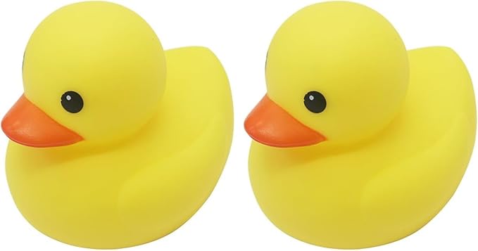 MYLIFEUNIT 4 inch Yellow Rubber Bath Ducks for Child (Pack of 2)