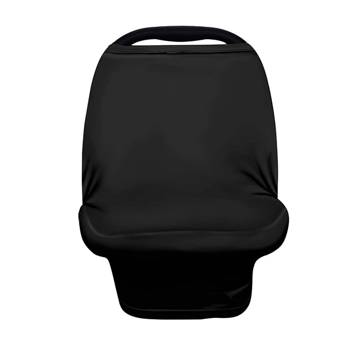 Solid Color Car Seat Nursing Breastfeeding Cover, Multi Use Cover Cozy Carseat Canopy Cover, Infant Babies Stroller Cover,Ultra Soft Stretchy Nurse Gifts - Black Breastfeeding Cover