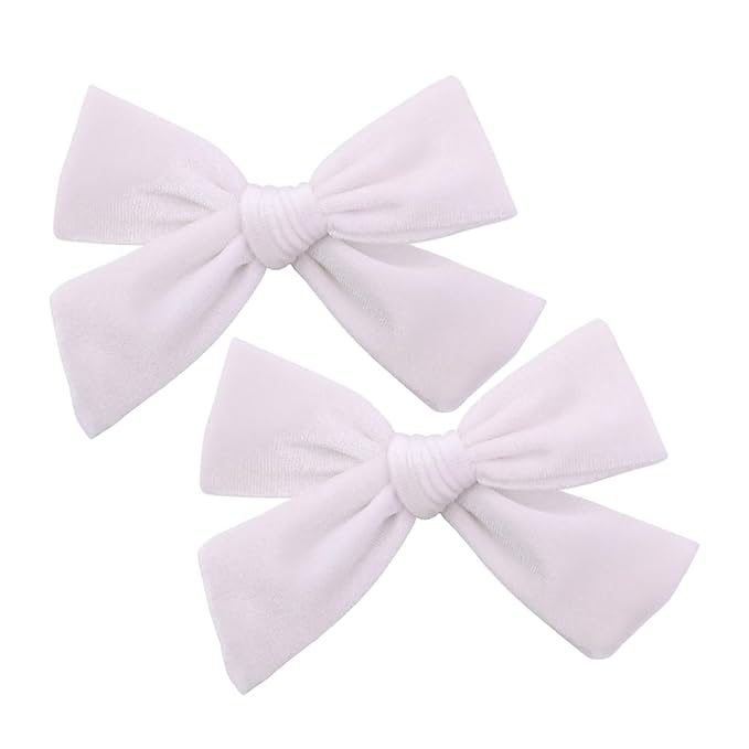Vintage Velvet Bow Hair Clips for Baby Girl Kids Women Fall Velvet Christmas Hair Bows Barrettes Accessories (2 pcs White)