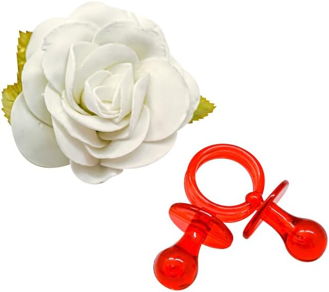 2.5" Baby Pacifier Party Favors, 36 Pieces, Gender Reveal Shower Decorations, Boy Girl Gender Neutral Table Scatter, DIY Party Games Decor (Red)