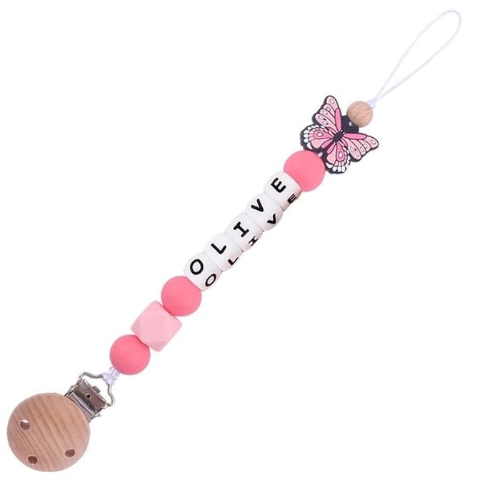Personalized Pacifier Clip - Custom Pacifier Chain - Newborn Gift Soother Holder