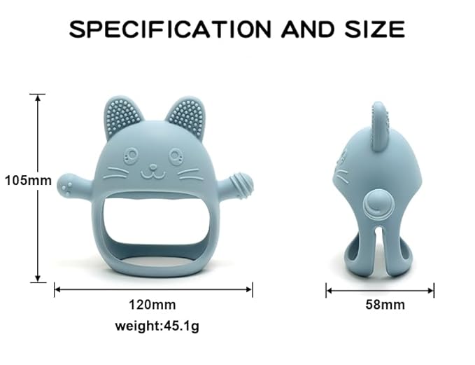 HippoBaby Rabbit Hand Guard Teether 2-Pack – Silicone Baby Teething Toys for Infants, Toddlers & Newborns – 100% Food Grade, BPA-Free¸Flexible Gum Soother (Rabbit Hand Guard - Pink/Cream)