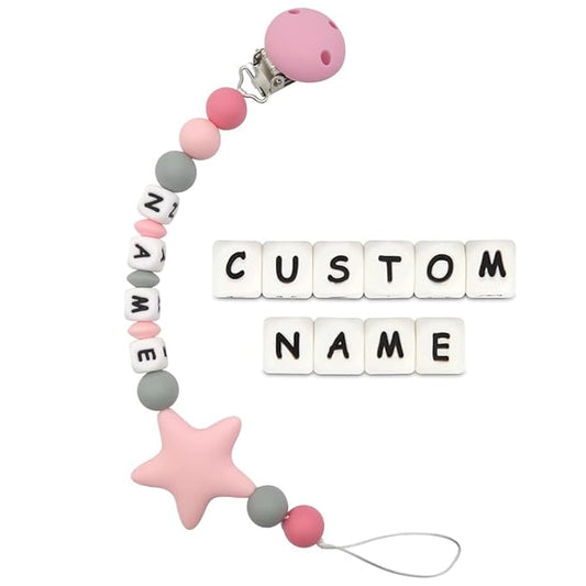 Personalized Pacifier Clip with Name (Pink)