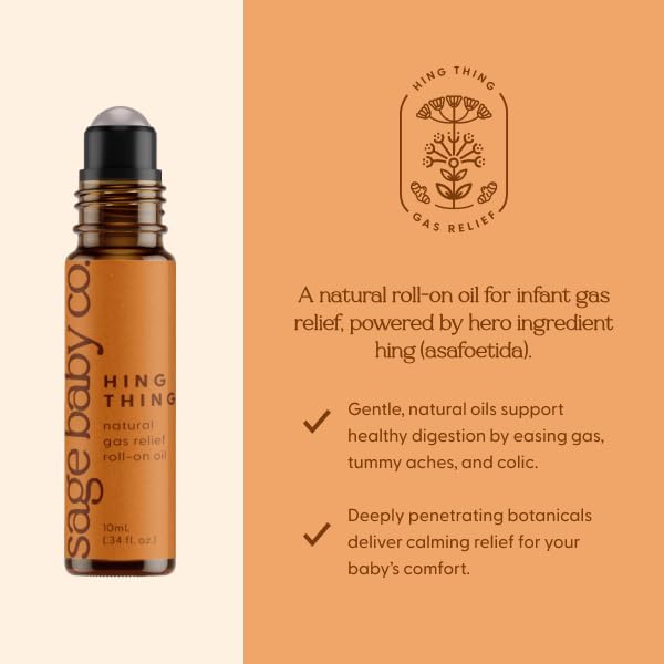 Hing Thing | Natural Belly Comfort Roll On Oil | Infant Gas Relief | Baby Gas Relief Rub for Belly Massages Made with All Natural Ingredients | Mess Free Oil On Roll