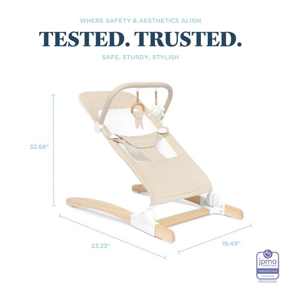 Baby Delight Heirloom Aspen Wooden Baby Bouncer | Infant Baby Chair | 0 – 6 Months | 100% GOTS Certified Cotton Fabrics | Organic Oat