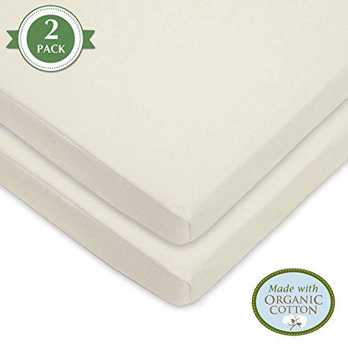 American Baby Company Twin Pack Knit Fitted Pack N Play Playard Sheet Made with Organic Cotton, Natural Color