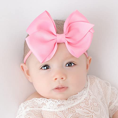 CÉLLOT 30 Colors Baby Bow Headbands 5" Hair Bows Super Soft Nylon Headbands for Baby Girls Infants preemie and Newborn Kids Hair Accessories