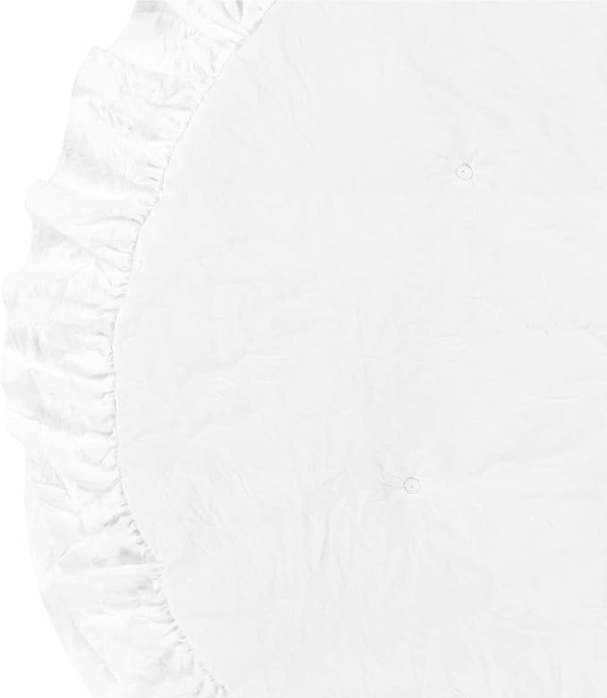 Lush Decor Baby Round Ruffle Play Mat 36" Diameter White - Tummy Time Mat - White Playmat - Baby Play Mats for Floor - Nursery Decor