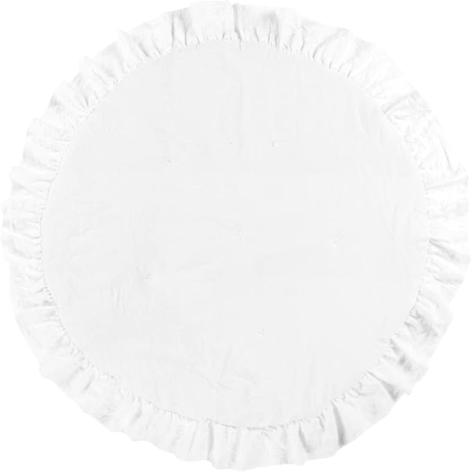 Lush Decor Baby Round Ruffle Play Mat 36" Diameter White - Tummy Time Mat - White Playmat - Baby Play Mats for Floor - Nursery Decor