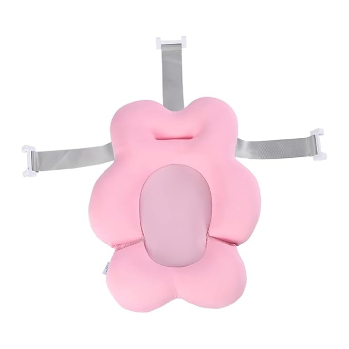 Baby Bath Cushion Bathtub Cushion Floating Seat Cushion Infant Bathtub Mats Newborn Seat Support Baby Shower Pads Choke Prevention Back Protection for 0-12 Months (Pink)
