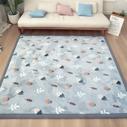 Coral Velvet Play Mat,Yoga Mat Exercise PadsAnti Slip Floor Carpet, for Bedroom, Classroom Soft Indoor Modern Area Rugs -C-120 * 120cm
