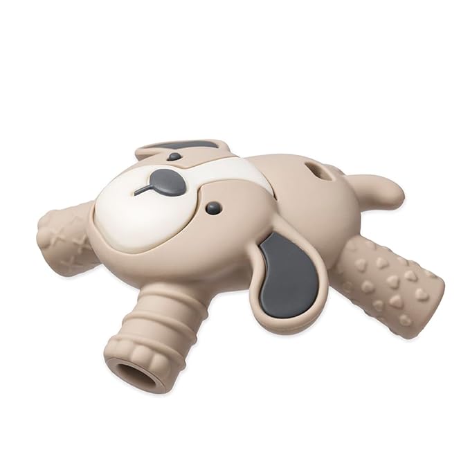 Itzy Ritzy - Ritzy Teether for Molars - Massages Sore Gums & Reaches Back Molars - Silicone Baby Teething Toy with Multiple Textures & Flexible Design - Teething Relief for 3 Months & Up (Puppy)