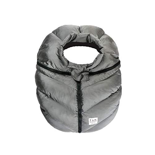 7AM Enfant Car Seat Covers - Cocoon Baby Cover for Boys & Girls, Rain & Snow Repellent, Breathable Windproof, Center Zipper, Universal Fit for Infant Car Seat (0-12M) (Metallic Grey)