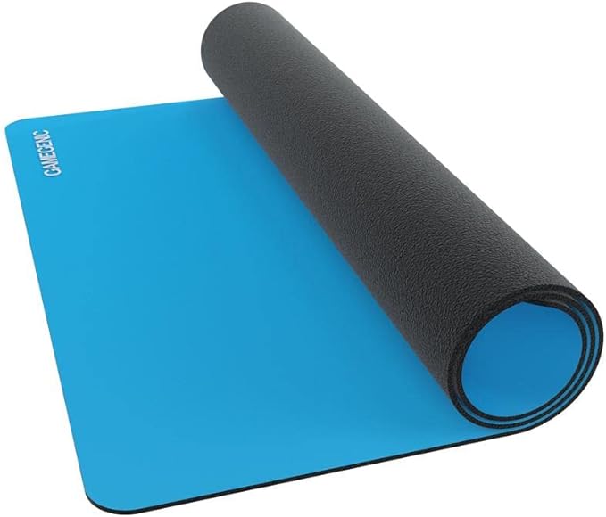 Gamegenic Prime Playmat – Blue Color, 61 x 35 cm Soft Cushioned Natural Rubber Playmat with Anti-Slip Back & Silver Foil Logo, Premium Surface for Card Games, Dice, and Desk Protection