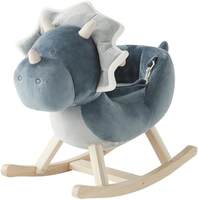 Noukie's - Ops Dinosaur Rocker - from 12 Months - with Seat Belt, Blue