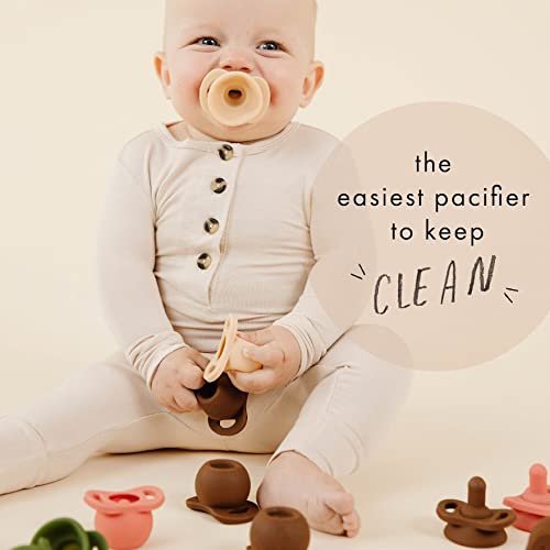 Doodle & Co. Pop & Go Pacifier for New Born Babies with Built-in Case | Pinch to Close Version | 100% Silicone for Infants | Helps Promote Oral Development | Plastic Free | 3+ Months
