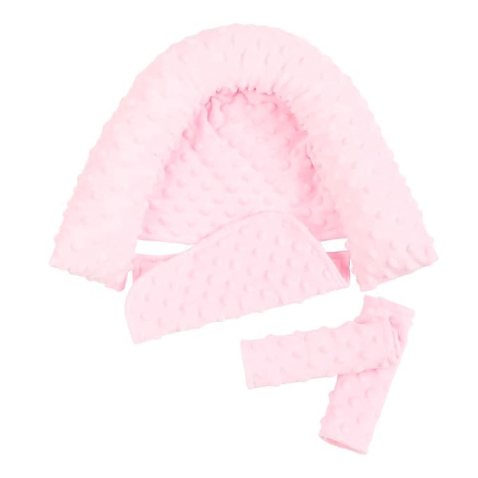 Head Support and Strap Covers, Carseat Neck Cover, Car Accessories for Girl,Light Pink