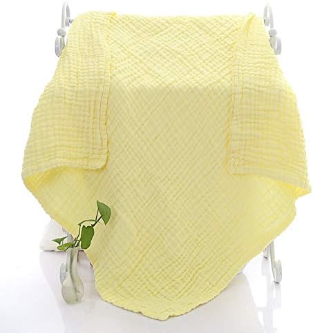 YEBON ProC 2Pcs Baby Muslin Bath Towels, Super Soft Cotton Bath Towel 6 Layers Infant Newborn Swaddle Blanket 41.3 X41.3 Inches,Baby Registry as Shower (Yellow)