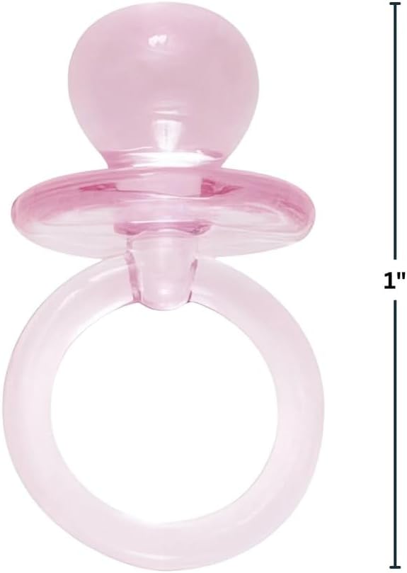 Small Pink Acrylic Crystal Pacifier Favors - 18 Pieces, 1 inch - Adorable Party Decorations for Baby Showers and Gender Reveals