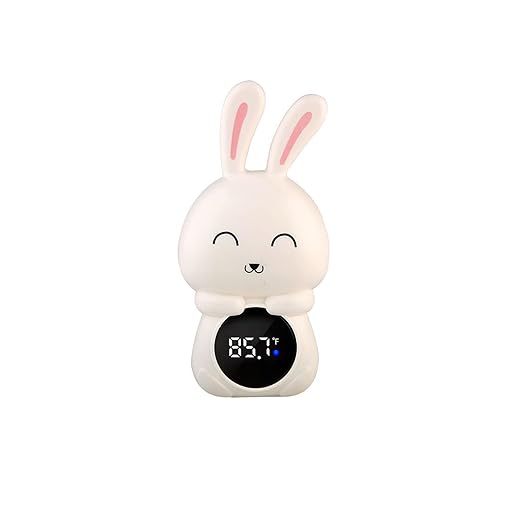 Baby Bath Thermometer, Digital Tube Floating Thermometer, Temp Warning Water Temperature Thermometer, Cute Cartoon Water Temperature Monitoring for Newborns, Infants (Bunny White)