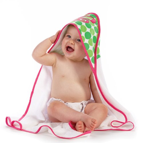 Baby Girl Pink Initial Hooded Terry Towel, Letter J