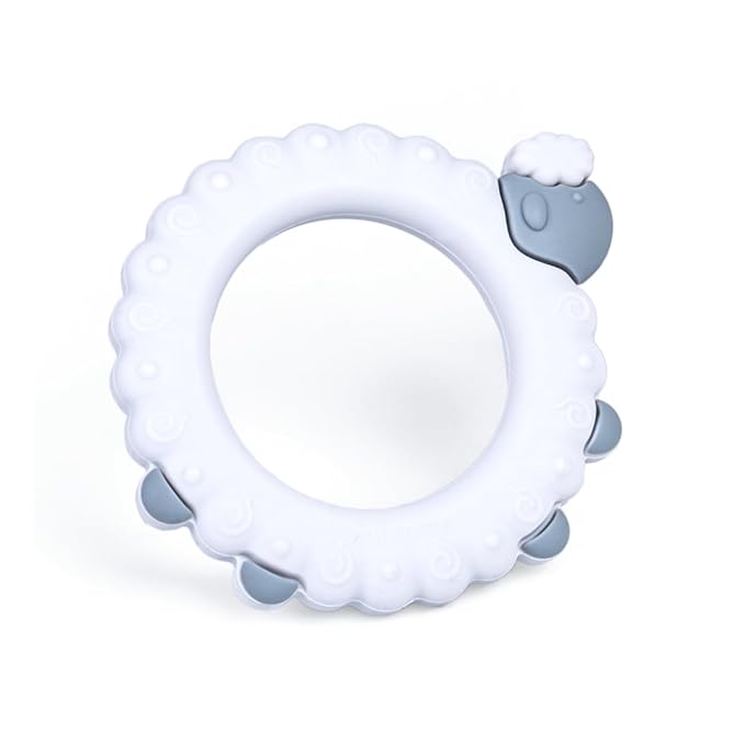 Sheep Teether – Gray | 100% Food Grade Silicone Baby Teething Toy | Textured Ring for Gum Relief | Easy Grip for Little Hands | BPA-Free, Phthalate-Free | Baby Teether Toy 3-36 Months