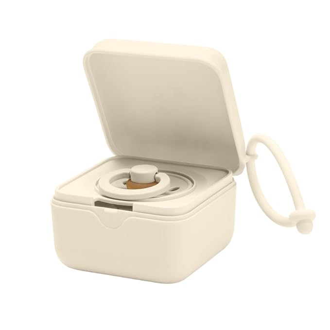 BIBS Pacifier Box with Loop for Storing & Carrying Soothers | 100% BPA Free Material | Designed & Made in Denmark | Ivory