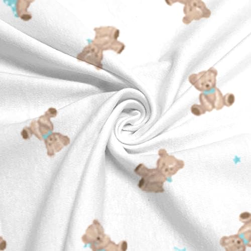 American Baby Company 2 Pack 100% Natural Cotton Fitted Pack and Play Sheets 39" x 27" - Soft & Breathable Pack N Play Sheets for Playard & Mini Crib Mattress, Bear and White, for Boys & Girls