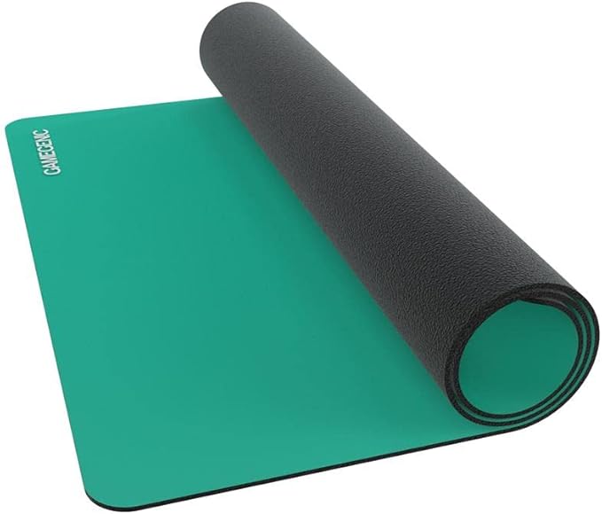 Gamegenic Prime Playmat – Petrol Color, 61 x 35 cm Soft Cushioned Natural Rubber Playmat with Anti-Slip Back & Silver Foil Logo, Premium Surface for Card Games, Dice, and Desk Protection