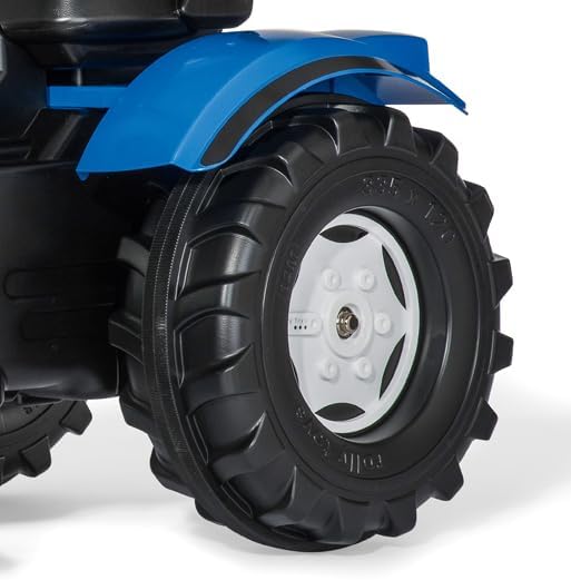 ROLLY TOYS rollyFarmtrac New Holland Tractor 601295 | Pedal Tractor with Motorised Bonnet to Open Seat Adjustment, Whisper Bicycle Tyre Chain Protector/3 Years, Blue, TÜV/GS geprüft