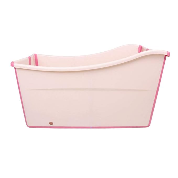 W WEYLAN TEC Freestanding Large Foldable Bath Tub Bathtub for Petite Adult Children Baby Toddler Pink