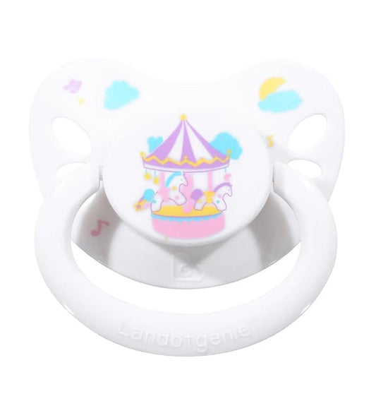 Landofgenie Adult Sized Pacifier Large Handle Large Shield Cute Print Paci White