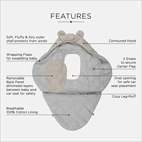 7AM Enfant Baby Car Seat - Nido Quilted Baby carier Cover, Hooded Soft Plush Lining, Stroller | (Brush, Small 0-6M)