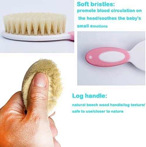Baby Hair Brush and Comb Set, Baby Brush with Soft Natural Bristles