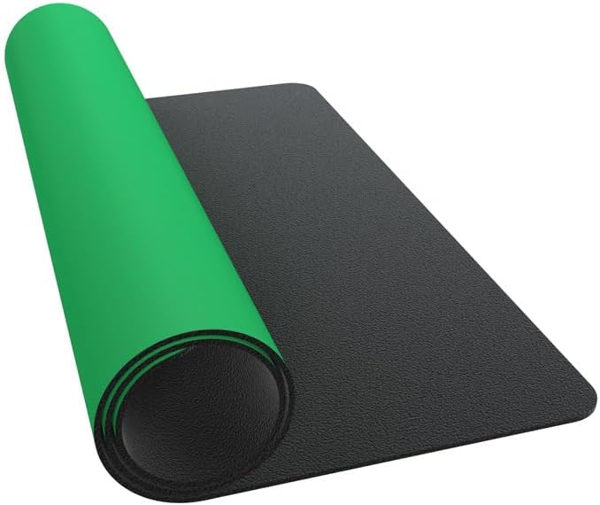 Gamegenic Prime Playmat – Green Color, 61 x 35 cm Soft Cushioned Natural Rubber Playmat with Anti-Slip Back & Silver Foil Logo, Premium Surface for Card Games, Dice, and Desk Protection