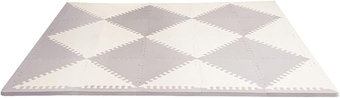 Skip Hop Baby Play Mat, Interlocking Foam Floor Tiles, 70" x 56", Playspot, Grey/Cream