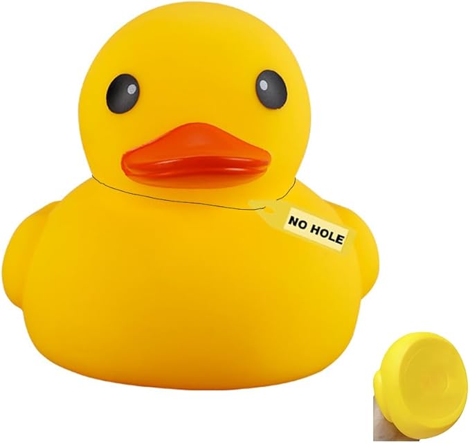 7.2Inch No Hole Yellow Rubber Ducks Large Bath Duck Toys for Toddlers Boys Girls,Mold Free Yellow Ducky in Bulk Huge Ducks Baby Shower Duck Decorations Party Favors